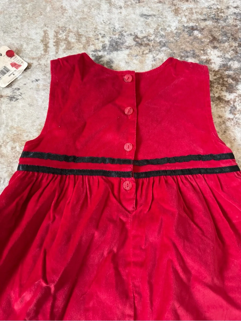 NWT George Toddler Girl Red Velvet Holiday Jumper Dress - Size 3T Black Trim